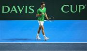 13 September 2025; Peter Buldorini of Ireland celebrates during the singles match against Yunchaokete Bu of China PR on day one of the Davis Cup World Group II match between Ireland and China PR at the Sport Ireland National Indoor Arena in Dublin. Photo by Piaras Ó Mídheach/Sportsfile