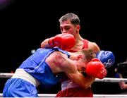 13 September 2025; Rafael Lozano Serrano of Spain, right, in action against Patsy Joyce of Ireland during their Men's 55kg semi-final bout during the World Boxing Championships 2025 at M&S Bank Arena in Liverpool, England. Photo by Ben McShane/Sportsfile