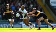 14 September 2025; Stefan Okunbor of Na Gaeil is tackled by Mark O'Shea of Dr Crokes during the Kerry County Senior Club Football Championship final match between Dr Crokes and Na Gaeil at Austin Stack Park in Tralee, Kerry. Photo by Brendan Moran/Sportsfile