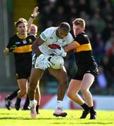 14 September 2025; Stefan Okunbor of Na Gaeil is tackled by Cian McMahon of Dr Crokes during the Kerry County Senior Club Football Championship final match between Dr Crokes and Na Gaeil at Austin Stack Park in Tralee, Kerry. Photo by Brendan Moran/Sportsfile