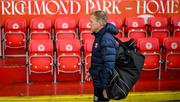 14 September 2025; Conor McCormack of Galway United arrives for the Sports Direct Men’s FAI Cup quarter-final match between St Patrick’s Athletic and Galway United at Richmond Park in Dublin. Photo by Stephen McCarthy/Sportsfile
