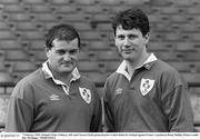 7 February 1993; Ireland's Peter Clohessy, left, and Ciaran Clarke pictured prior to their debut for Ireland against France. Lansdowne Road, Dublin. Picture credit: Ray McManus / SPORTSFILE