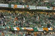 9 October 2004; Republic of Ireland fans cheer on their side against France. FIFA World Cup 2006 Qualifier, France v Republic of Ireland, Stade de France, Paris, France. Picture credit; Brendan Moran / SPORTSFILE