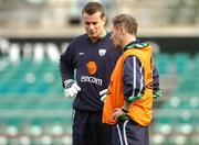 12 October 2004; Brian Kerr, Republic of Ireland manager, speaks with Shay Given during squad training. Lansdowne Road, Dublin. Picture credit; David Maher / SPORTSFILE