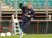 12 October 2004; Damien Duff, Republic of Ireland, celebrates after scoring a goal during squad training. Lansdowne Road, Dublin. Picture credit; David Maher / SPORTSFILE