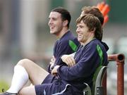 12 October 2004; Kevin Kilbane, right, Republic of Ireland,with team-mate John O'Shea during squad training. Lansdowne Road, Dublin. Picture credit; David Maher / SPORTSFILE