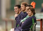 12 October 2004; Republic of Ireland players, left to right, John O'Shea, Kenny Cunningham, Andy Reid and Kevin Kilbane look on during squad training. Lansdowne Road, Dublin. Picture credit; David Maher / SPORTSFILE