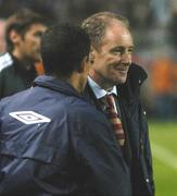 13 October 2004; Republic of Ireland manager Brian Kerr with coach Chris Hughton at the end of the game . FIFA 2006 World Cup Qualifier, Republic of Ireland v Faroe Islands, Lansdowne Road, Dublin. Picture credit; David Maher / SPORTSFILE