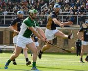 19 October 2013; Aidan Harte, Leinster, in action against Paul Curran, Munster. Celtic Champions Classic Super Hurling 11s Exhibition game, Lacrosse Pitch, Arllotta Stadium, University of Notre Dame, Chicago, USA. Picture credit: Ray McManus / SPORTSFILE