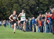 20 October 2013; Brian McMahon, left, Clonliffe Harriers, and Mick Clohishey, Raheny, competing in the Gerry Farnan Cross Country 2013. Phoenix Park, Dublin. Picture credit: Ramsey Cardy / SPORTSFILE