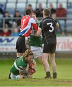 20 October 2013; Michael Leigh, left, and Paul McDonald, Arles - Killeen, during an altercation with Paul Cahillane, centre, and Cahir Healy, bottom, Portlaoise. Laois County Senior Club Football Championship Final, Portlaoise v Arles - Killeen, O'Moore Park, Portlaoise, Co. Laois. Picture credit: Barry Cregg / SPORTSFILE