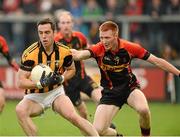 20 October 2013; Aaron Kernan, Crossmaglen Rangers, in action against Tony Donnelly, St Patrick's. Armagh County Senior Club Football Championship Final, Crossmaglen Rangers v St Patrick's, Athletic Grounds, Armagh. Picture credit: Oliver McVeigh / SPORTSFILE