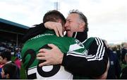 20 October 2013; Zach Tuohy, Portlaoise, celebrates victory with joint-manager Mark Lillis after the game. Laois County Senior Club Football Championship Final, Portlaoise v Arles - Killeen, O'Moore Park, Portlaoise, Co. Laois. Picture credit: Barry Cregg / SPORTSFILE