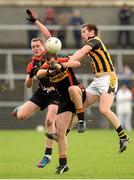 20 October 2013; Johnny Hanratty, Crossmaglen Rangers, in action against Aidan Nugent, left, and Stephen Reel, St Patrick's. Armagh County Senior Club Football Championship Final, Crossmaglen Rangers v St Patrick's, Athletic Grounds, Armagh. Picture credit: Oliver McVeigh / SPORTSFILE