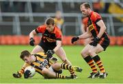 20 October 2013; Callum Cumiskey, Crossmaglen Rangers, in action against Michael Murray and Ciaran McKeever, right, St Patrick's. Armagh County Senior Club Football Championship Final, Crossmaglen Rangers v St Patrick's, Athletic Grounds, Armagh. Picture credit: Oliver McVeigh / SPORTSFILE