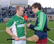 19 October 2013; Tommy Walsh is interviewed by  Newstalk's Diarmuid Lyng. Celtic Champions Classic Super Hurling 11s Exhibition game, Lacrosse Pitch, University of Notre Dame, Chicago, USA. Picture credit: Ray McManus / SPORTSFILE