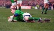 2 March 1996; Niall Woods, Ireland. Five Nations Rugby Championship, Ireland v Wales, Lansdowne Road, Dublin. Picture Credit: David Maher / SPORTSFILE