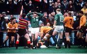 20 October 1991; Michael Lynagh, Australia, touches down to score the winning try. Rugby World Cup 1991, Quarter Final, Ireland v Australia, Lansdowne Road, Dublin. Picture credit: Ray McManus / SPORTSFILE