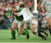 21 January 1995; Keith Wood, Ireland, in action against Kyran Bracken, England. Five Nations Rugby Championship, Ireland v England, Lansdowne Road, Dublin. Picture credit: Brendan Moran / SPORTSFILE