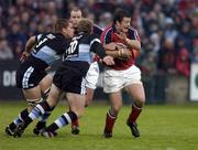 16 October 2004; Marcus Horan, Munster, in action against Lee Thomas and Kort Schubert, Cardiff Blues. Celtic League 2004-2005, Munster v Cardiff Blues, Thomond Park, Limerick. Picture credit; Brendan Moran / SPORTSFILE