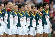 17 October 2004; Ireland's Setanta O hAilpin, right, stands with his brother Sean Og, second from right, during the national anthems before the game. Coca Cola International Rules Series 2004, First Test, Ireland v Australia, Croke Park, Dublin. Picture credit; Brendan Moran / SPORTSFILE
