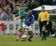 9 October 2004; Olivier Dacourt, France, in action against Kevin Kilbane, Republic of Ireland. FIFA World Cup 2006 Qualifier, France v Republic of Ireland, Stade de France, Paris, France. Picture credit; Brendan Moran / SPORTSFILE