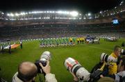9 October 2004; Photographers photograph the Republic of Ireland team during the national anthems. FIFA World Cup 2006 Qualifier, France v Republic of Ireland, Stade de France, Paris, France. Picture credit; Brendan Moran / SPORTSFILE