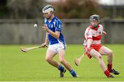 22 October 2013; Sean Gray, Scoil Aodhain, in action against Tim O'Connor, Colaiste Eanna. Dublin Post Primary Schools Senior Hurling 'A' Final, Scoil Aodhain v Colaiste Eanna, O'Toole Park, Crumlin, Dublin. Picture credit: Ramsey Cardy / SPORTSFILE