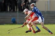 22 October 2013; Daniel O'Connor, Scoil Aodhain, in action against Eamon Gorman, Colaiste Eanna. Dublin Post Primary Schools Senior Hurling 'A' Final, Scoil Aodhain v Colaiste Eanna, O'Toole Park, Crumlin, Dublin. Picture credit: Ramsey Cardy / SPORTSFILE