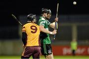 24 October 2013; Trevor Lee, Lucan Sarsfields, in action against Robbie Mahon, Craobh Chiarain. Dublin County Senior Club Hurling Championship, Semi-Final, Lucan Sarsfields v Craobh Chiarain, Parnell Park, Dublin. Picture credit: Barry Cregg / SPORTSFILE