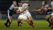 22 October 2004; Kevin Maggs, Ulster, in action against Tom Shanklin, left, and Kort Schubert, Cardiff Blues. Heineken European Cup 2004-2005, Ulster v Cardiff Blues, Ravenhill, Belfast. Picture credit; Damien Eagers / SPORTSFILE