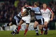 22 October 2004; David Humphreys, Ulster, in action against Lee Thomas, Cardiff Blues. Heineken European Cup 2004-2005, Ulster v Cardiff Blues, Ravenhill, Belfast. Picture credit; Damien Eagers / SPORTSFILE