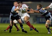 22 October 2004; Kevin Maggs, Ulster, in action against Tom Shanklin, left, and Kort Schubert, Cardiff Blues. Heineken European Cup 2004-2005, Ulster v Cardiff Blues, Ravenhill, Belfast. Picture credit; Damien Eagers / SPORTSFILE