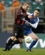 24 October 2004; Shane Barrett, Longford Town, in action against Alan Carey, Waterford United. 2004 FAI Carlsberg Cup Final, Longford Town v Waterford United, Lansdowne Road, Dublin. Picture credit; David Maher / SPORTSFILE