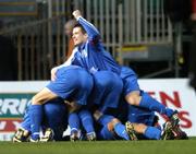 24 October 2004; John Frost, centre, Waterford United, celebrates after team-mate Willie Bruton had scored his sides first goal. 2004 FAI Carlsberg Cup Final, Longford Town v Waterford United, Lansdowne Road, Dublin. Picture credit; David Maher / SPORTSFILE