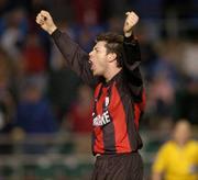 24 October 2004; Longford Town's Dean Fitzgerald celebrates at the final whistle against Waterford United. 2004 FAI Carlsberg Cup Final, Longford Town v Waterford United, Lansdowne Road, Dublin. Picture credit; Matt Browne / SPORTSFILE