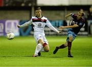 25 October 2013; Luke Byrne, Bohemians, in action against Cathal Brady, Drogheda United. Airtricity League Premier Division, Drogheda United v Bohemians, Hunky Dorys Park, Drogheda, Co. Louth. Picture credit: David Maher / SPORTSFILE
