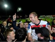 25 October 2013; Bohemians caretaker manager Owen Heary is congratulated by supporters at the end of the game. Airtricity League Premier Division, Drogheda United v Bohemians, Hunky Dorys Park, Drogheda, Co. Louth Picture credit: David Maher / SPORTSFILE