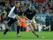 26 October 2013; A general view of the action between Ireland and Scotland during an Iomain Match at Half-Time during Ireland v Australia, International Rules Second Test, Croke Park, Dublin.  Picture credit: Oliver McVeigh / SPORTSFILE