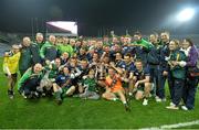 26 October 2013; Ireland players and management celebrate with the Cormac McAnallen cup after the match. International Rules Second Test, Ireland v Australia, Croke Park, Dublin. Picture credit: Ray McManus / SPORTSFILE