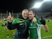 26 October 2013; Selector, Tony Scullion and Ciaran McKeever, Ireland, celebrate after the game. International Rules Second Test, Ireland v Australia, Croke Park, Dublin. Picture credit: Ray McManus / SPORTSFILE