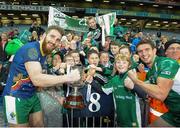 26 October 2013; Ireland's Zach Tuohy, left, and Colm Begley, right, celebrate with supporters and the Cormac McAnallen cup. International Rules Second Test, Ireland v Australia, Croke Park, Dublin. Picture credit: Ramsey Cardy / SPORTSFILE