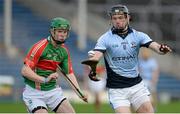 27 October 2013; Kevin Downes, Na Piarsaigh, in action against John Meagher, Loughmore-Castleiney. AIB Munster Senior Club Hurling Championship Quarter-Final, Loughmore-Castleiney v Na Piarsaigh, Semple Stadium, Thurles, Co. Tipperary. Picture credit: Diarmuid Greene / SPORTSFILE