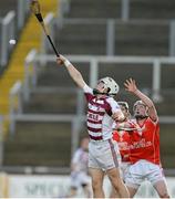 27 October 2013; Tiernan Coyle, Loughgiel Shamrocks, in action against Cormac O'Doherty, Slaughneil. AIB Ulster Senior Club Hurling Championship Final, Loughgiel Shamrocks v Slaughneil, Celtic Park, Derry. Picture credit: Ramsey Cardy / SPORTSFILE