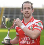 27 October 2013; Neil McGarry, Loughgiel Shamrocks, with the cup after the match. AIB Ulster Senior Club Hurling Championship Final, Loughgiel Shamrocks v Slaughneil, Celtic Park, Derry. Picture credit: Ramsey Cardy / SPORTSFILE