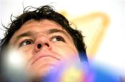 27 October 2004; Leinster captain Reggie Corrigan listens to questions during a Leinster Rugby press conference. Old Belvedere Rugby Club, Anglesea Road, Dublin. Picture credit; Brendan Moran / SPORTSFILE