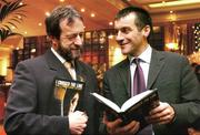 27 October 2004; GAA President Sean Kelly with former Wexford hurler Liam Dunne at the launch of his new book. Burlington Hotel, Dublin. Picture credit; David Maher / SPORTSFILE