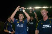 30 October 2004; Leinster players Gary Broen,left, and Leo Cullen pictured after the win against Bath. Heineken European Cup 2004-2005, Leinster v Bath, Lansdowne Road, Dublin. Picture credit; Matt Browne / SPORTSFILE