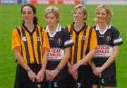 1 November 2004; Imelda Kennedy, left, and team-mate Gillian Dillon Maher, second from right, both of St. Lachtain's of Freshford, Kilkenny, with Aoife Sheehan, second from left and Deirdre Sheehan, right, both of Granagh-Ballingarry, Limerick, at a photocall ahead of the senior camogie Club Final between Granagh-Ballingarry, Limerick and St. Lachtain's of Freshford, Kilkenny. Croke Park, Dublin. Picture credit; Ciara Lyster / SPORTSFILE