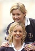 1 November 2004; Deirdre Sheehan, with her sister Aoife, above, both from Granagh-Ballingarry, Limerick, at a photocall ahead of the senior camogie Club Final between Granagh-Ballingarry, Limerick and St. Lachtain's of Freshford, Kilkenny. Croke Park, Dublin. Picture credit; Damien Eagers / SPORTSFILE